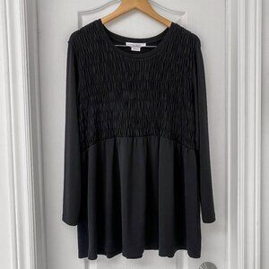 In Every Story Black Smocked Tunic Dress Size 1X